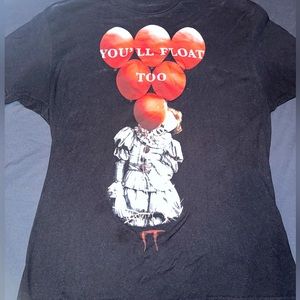 IT Scary Clown “You’ll Float Too” Black Short Sleeve Mens Sz Large